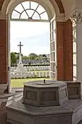Shrine seating and Cross of Sacrifice