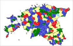 Image 8This is the divide of the different political parties in Estonia where in the 2013 elections, over 133,000 people (roughly 21.2% of participating voters) voted over the Internet. The 2013 elections were also the first elections to allow vote verification with mobile devices. (from Politics and technology)