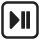 A black isosceles triangle pointing right next to two congruent black rectangles side-by-side with a space between them