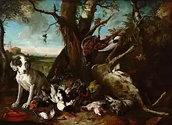 Still Life With Hunting Trophies And A Young Dog, 1706