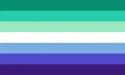 A blue and blueish green flag