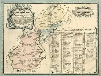 Map of the country roads through Älvsborg county and Dalsland in 1731.