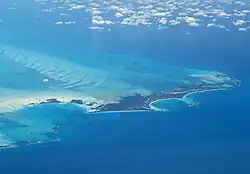 Great Harbour Cay from 38,000 ft (11,582 m). March 2010
