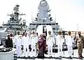 Gujarat Chief Minister Anandiben Patel onboard INS Kolkata