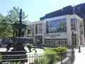 Main entrance of the theatre and nearby fountain