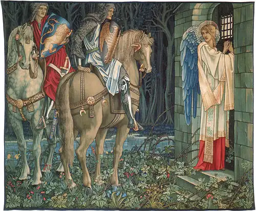 Velten suggests that Lee followed Tolkien's liking of Morris by adopting something of his visual style. Morris's tapestry The Failure of Sir Gawaine illustrated.[4]