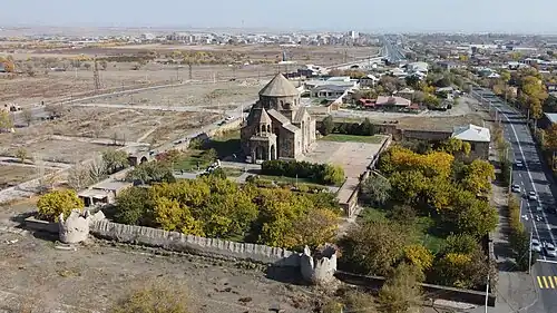 An aerial view of the complex
