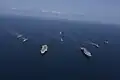 Vikramaditya with Vikrant during an exercise with carrier battle group