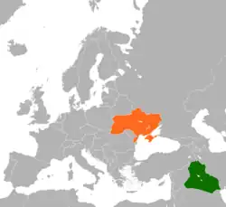 Map indicating locations of Iraq and Ukraine
