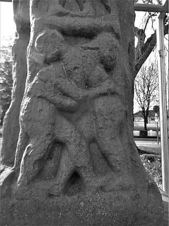 Depiction on a high cross in Kells, Ireland (10th century)[32]