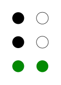 ⠧ (braille pattern dots-1236)