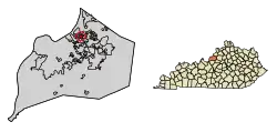 Location of Northfield in Jefferson County, Kentucky