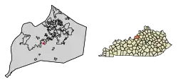 Location of Poplar Hills in Jefferson County, Kentucky