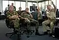 British Gen. Sir John Reith and German Gen. Ranier Shuwirth receiving an operations brief by Turkish Naval Capt. Cengiz Ekin on May 3, 2007.