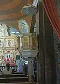 Newly installed church pulpit near in the sanctuary