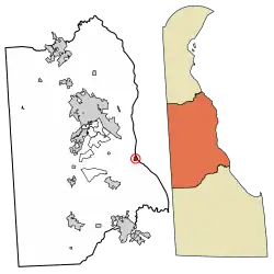 Location of Bowers in Kent County, Delaware.
