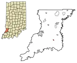 Location of Monroe City in Knox County, Indiana.