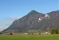 Kranzhorn, seen from Reisach, Oberaudorf. In the background there is Erl, Tyrol.