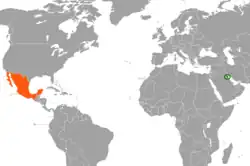 Map indicating locations of Kuwait and Mexico