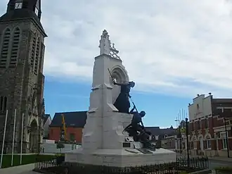 The church, war memorial and town hall of La Couture