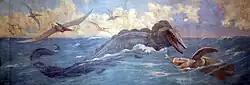 Tylosaurus, Protostega, and Pteranodon from Late Cretaceous Seas