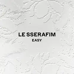 The artist name and title in black text against a patterned white background