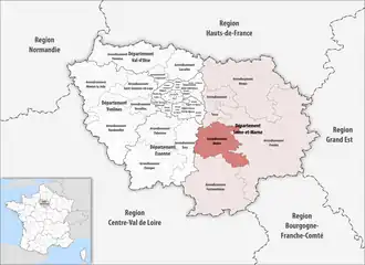 Location within the region Île-de-France