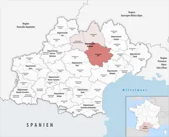 Location within the region Occitanie