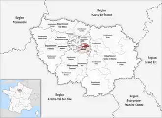 Location within the region Île-de-France