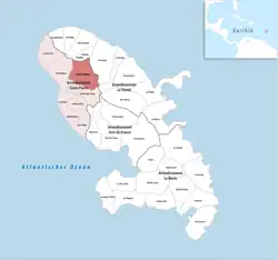 Location of the commune (in red) within Martinique
