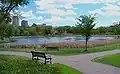 Loring Lake with benches and walking paths