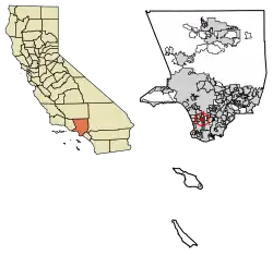 Location of Gardena in Los Angeles County, California
