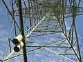 Communication cable running down in the centre of the pylon