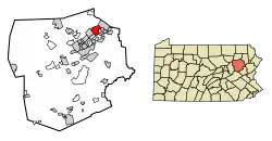 Location of Exeter in Luzerne County, Pennsylvania.