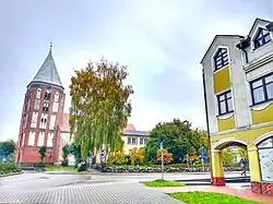 Town center with the Saints Elisabeth and Adalbert church