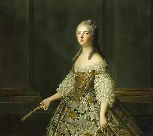 Madame Adélaïde de France tenant un éventail by the studio of J.-M. Nattier.