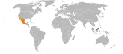 Map indicating locations of Malaysia and Mexico