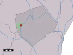 The village (dark red) and the statistical district (light green) of Westdorp in the municipality of Borger-Odoorn.