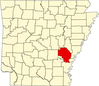 State map highlighting Arkansas County