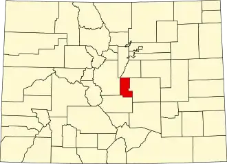 State map highlighting Teller County