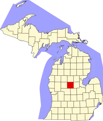 State map highlighting Isabella County