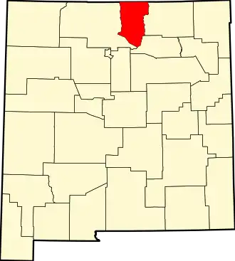 Map of New Mexico highlighting Taos County