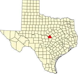 State map highlighting Lampasas County