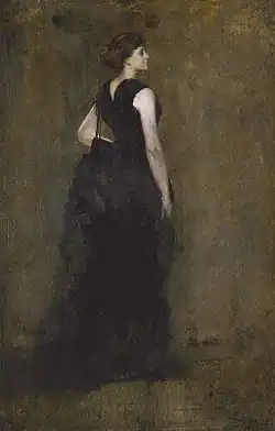Woman in Black: Portrait of Maria Oakey Dewing, oil on panel, 1887
