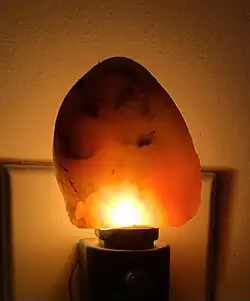 Patuxent River stone from Maryland — cut and illuminated from behind as a nightlight
