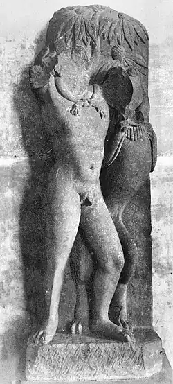 The Mathura Herakles, strangling the Nemean lion (Kolkata Indian Museum).[99]