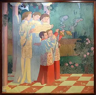 Decoration of the chapel of the College of the Holy Cross Vésinet: Exaltation of the Holy Cross and the glorification of the sacrifice of the Mass (1899)