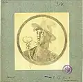 Medallion from the atrium depicting Hermes (Mercury) with petasus and caduceus