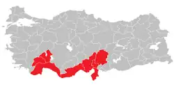 Location of Mediterranean Region