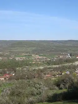 Mihăești and Râul Târgului, seen from the west